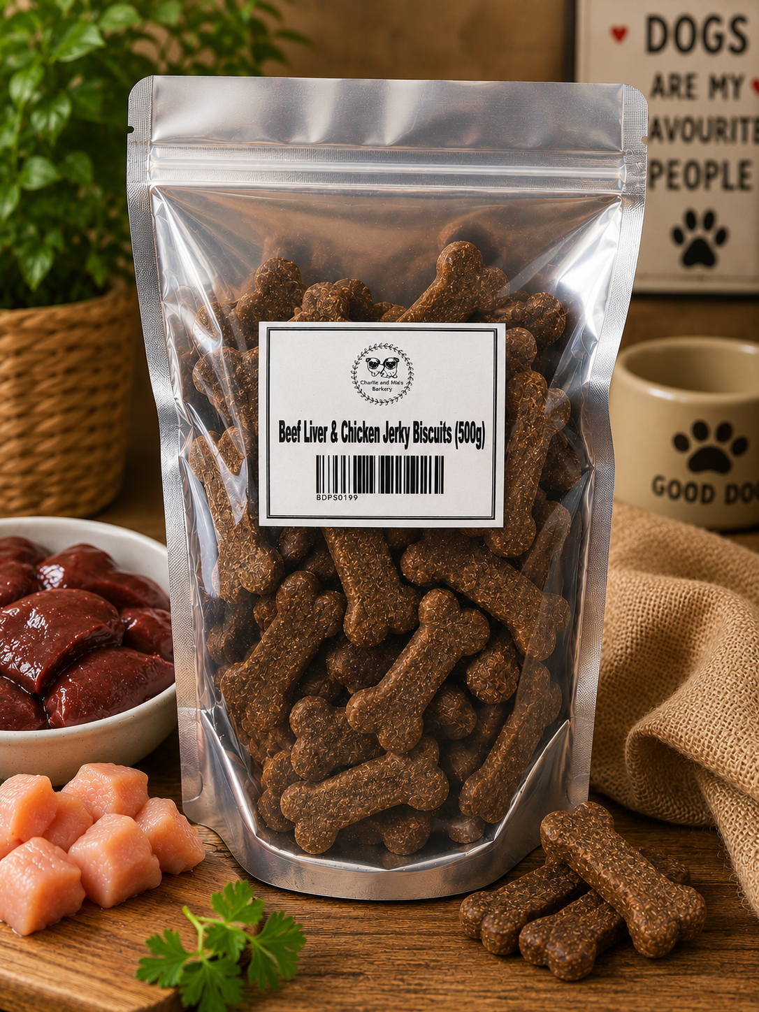 Beef Liver & Chicken Jerky Bone Biscuits 500g
